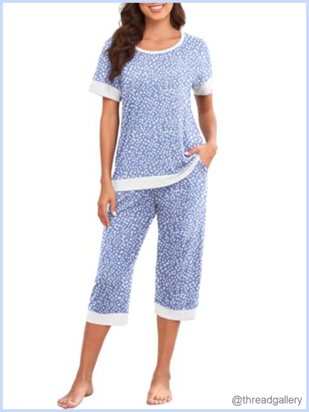 Women's 2 Piece Pajama Set Capri Lounge Set Rayon Spandex Soft Sleepwear